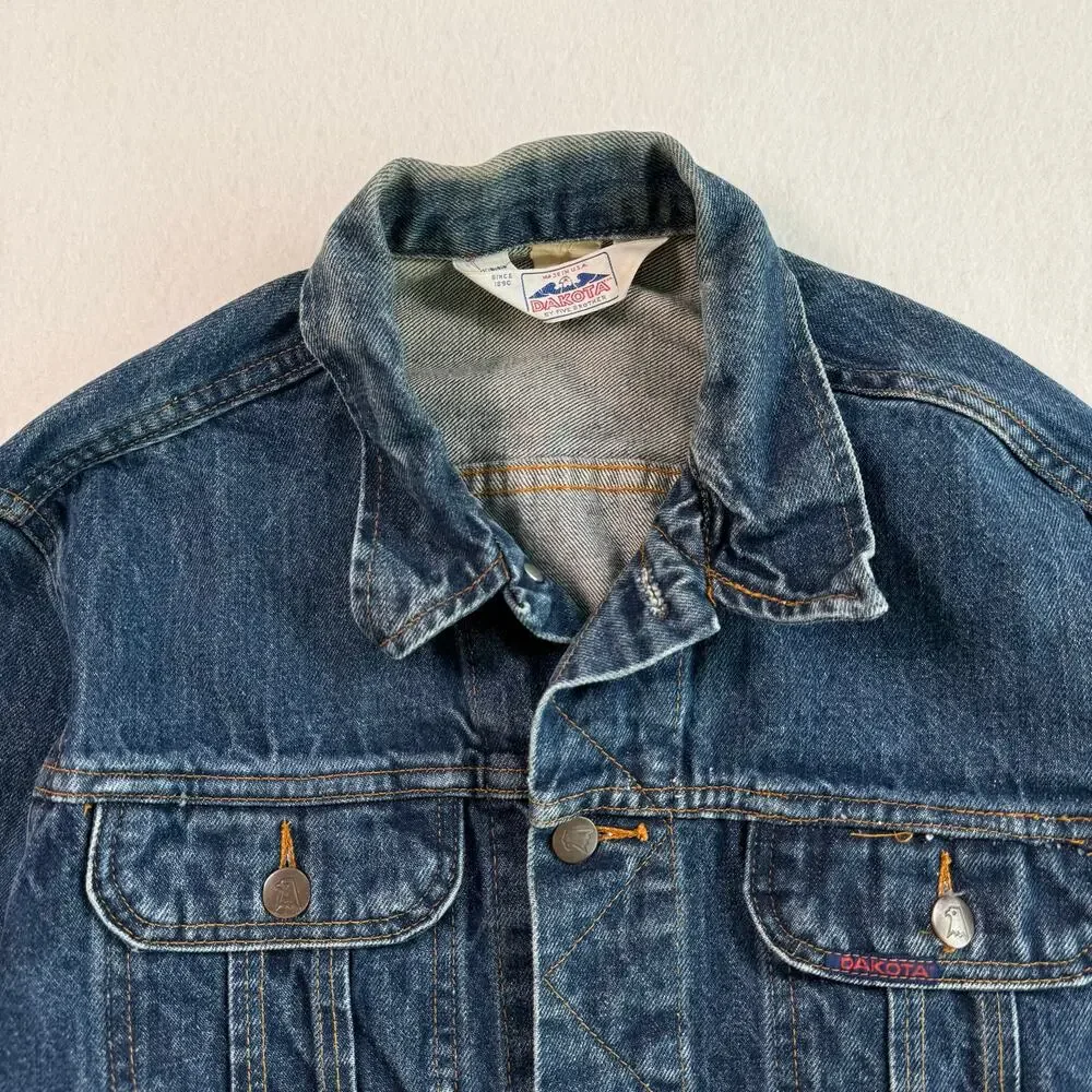 Vintage Dakota by Five Brother Denim Jean Trucker Jacket Dark Wash Made in USA